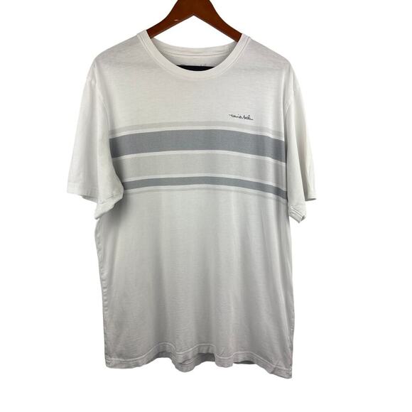 Men’s Travis Mathew’s Size XL White with Grey Design Golf Shirt. - Picture 2 of 4